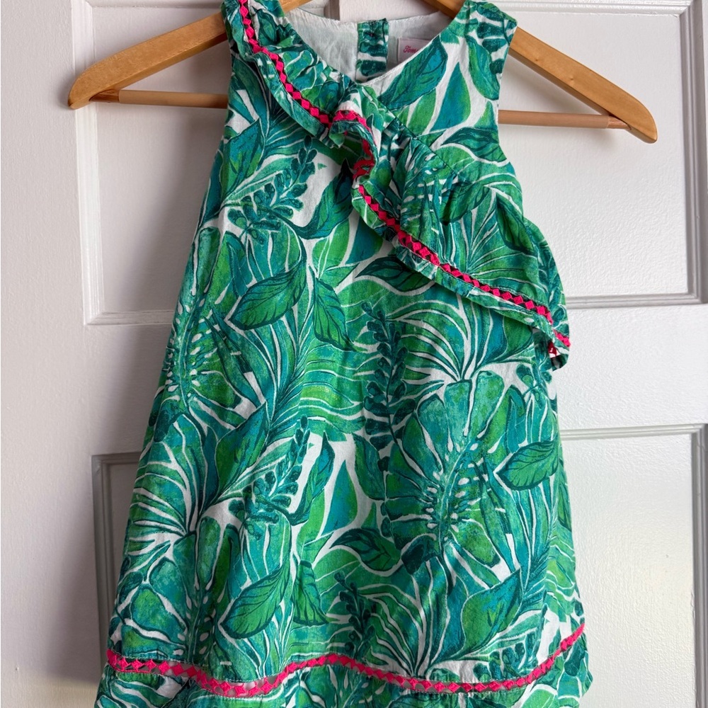 Tommy Bahama Tropical Leaf Print Dress with Pink Accents
